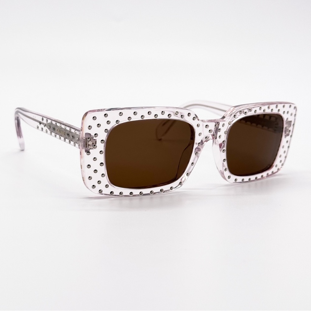 NEW CELINE CL4213IS 27E SUNGLASSES PINK BROWN SQUARE WOMEN CELINE EYEWEAR - Picture 3 of 11